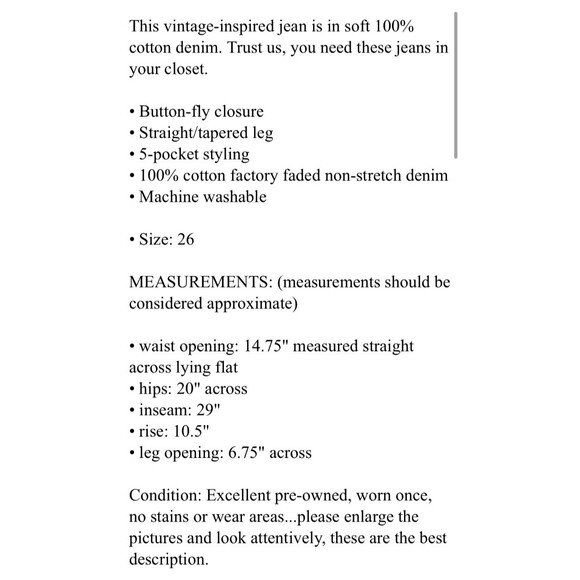 Levis Premium 501 High Rise Button-Fly Straight Jeans  Size 26  Vintage-Inspired - Picture 13 of 14